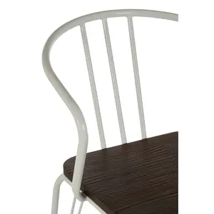 Interiors by Premier Sturdy White Metal and Elm Wood Arm Chair, Accent Dining Arm Chair, Wooden Chair for Home, Office, Lounge