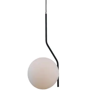 Luminosa Modern Hanging Pendant Satin Black 1 Light  with White Shade, E27