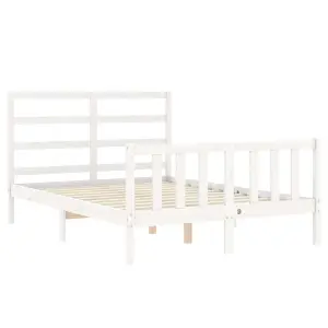 Berkfield Bed Frame with Headboard White 4FT Small Double Solid Wood