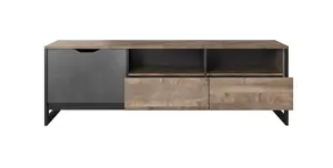 Stylish Arden TV Stand - H530mm x W1610mm x D400mm, Rustic Oak Grande & Matera Finish