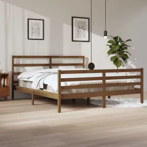 Berkfield Bed Frame Honey Brown Solid Wood Pine 200x200 cm