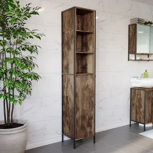 Lana Tall Matt Brown Single Freestanding Bathroom Cabinet (H)172cm (W)33cm