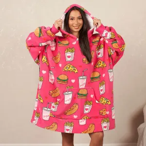 Oversized Hoodie Blanket Sherpa Fleece Fast Food Lounge Snuggle Adult Sweatshirt