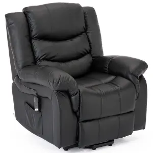 Seattle Electric Single Motor Rise Recliner Armchair Sofa Home Lounge Bonded Leather Chair (Black)