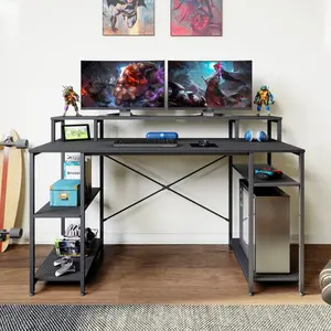 Kinslee 55inch Computer Desk, Office Work Desk with Monitor Stand Carbon Black