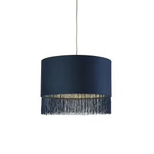 Lighting Collection Alloa Navy Velvet Fringe Shade