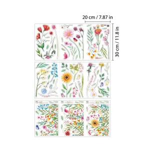 Walplus Watercolour Wildflower Meadow Window Clings Rooms Décor