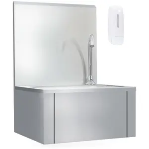 Hand Wash Sink with Faucet and Soap Dispenser Stainless Steel