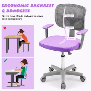 Costway Kids Computer Desk Chair Low-Back Task Study Chairs Children Office Task Chair