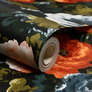 Paul Moneypenny Eden Red Rose Floral Smooth Wallpaper for Grandeco