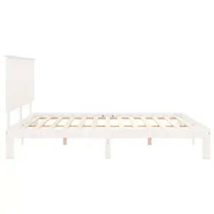 Berkfield Bed Frame with Headboard White 200x200 cm Solid Wood