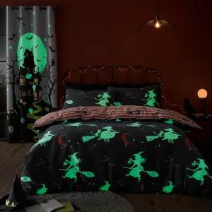 Flying Witches Glow in the Dark Duvet Cover Set