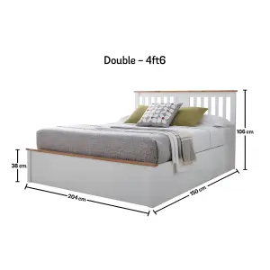 Verona Ottoman Bed - White - Double Bed Frame Only