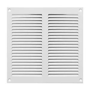 White Metal Air Vent Grille 200mm x 200mm Fly Screen Flat