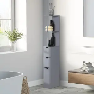 HOMCOM Tall Bathroom Storage Cabinet with Shelf and Drawers, Grey