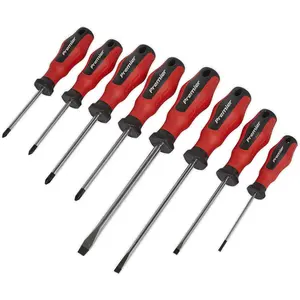 Premium 8 Piece S2 Steel Screwdriver Set with Soft Grip Handles - Slotted, Phillips, and POZI