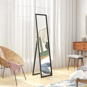 HOMCOM Floor Mirror Wall Mounted Leaning Standing Mirror 37 x 157cm Black