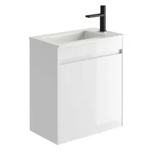 Santiago 540mm Single Bathroom Vanity with Integrated Ceramic Basin Gloss White