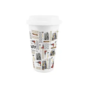 Scaffolder Ceramic Travel Mug - Novelty Tradies Gifts/New Job Presents - Double-Walled Insulated Hot/Cold Drinks Cup