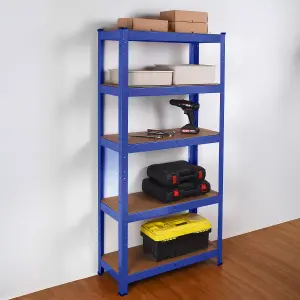 House of Home 5 Shelf Steel & MDF Blue Heavy Duty Garage Shelving Unit (H) 1500mm x (W) 700mm