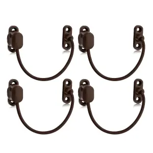 XFORT 4 Pack Viper Thumbturn Locking Cable Window Restrictor in Brown