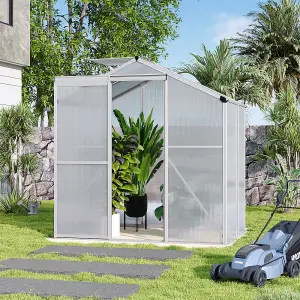 Outdoor Garden Plants Grow House with Aluminium Frame Large Walk-In Green House with Door and Window 6 x 4 ft