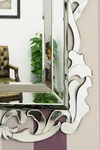 MirrorOutlet All Glass Stylised Baroque Inspired Wall Mirror 135 x 99 CM