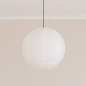 ValueLights Isla White Paper Globe Ball Dome Easy Fit Ceiling 40cm Lamp Shade with LED Bulb