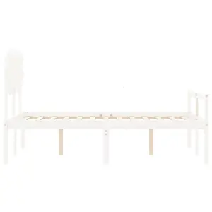 Berkfield Bed Frame with Headboard White 120x200 cm Solid Wood