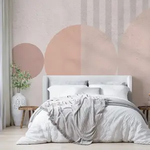 Bauhaus Blush Shapes Wallpaper Mural - Peel & Stick Wallpaper - Size Large (500 x 265 cm)