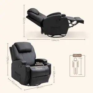 HOMCOM 8-Point Massage Recliner Chair Sofa Rocking Swivel W/ Remote Control