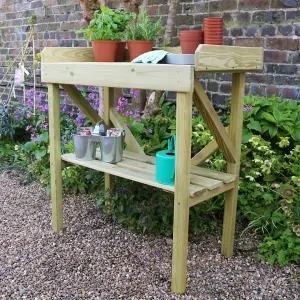 Zest Wooden Potting Bench Garden Work Table Multi Purpose Table