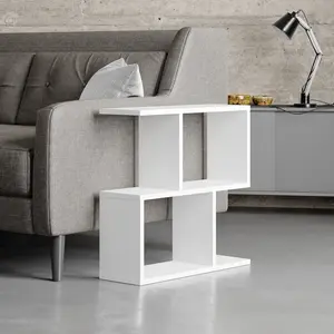 Barbara Side Table Modern 2-Tier Design with Storage Compartments White