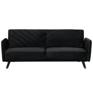 Beliani Glam Sofa Bed SENJA Black Velvet