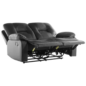 2 Seater Faux Leather Manual Recliner Sofa Black BERGEN