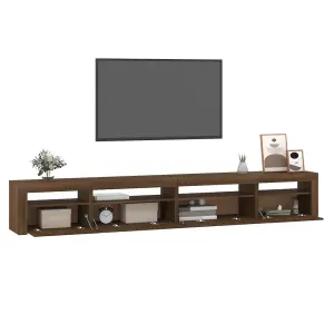 Berkfield TV Cabinet with LED Lights Brown Oak 270x35x40 cm