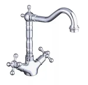 Aquarius TrueCook Series 77 Crosshead Victorian Chrome Two Handle Kitchen Mixer Tap AQTK077VIC