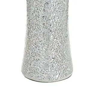 London Boutique Vase Cylinder Handmade Mosaic Glitter Vase Decorative Sparkled Glass gift present (Cylinder Silver)