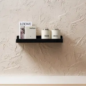 Max Solid Wood Wall Shelf Living Bedroom Kitchen Wall Mounted Floating Shelves in Black - Small