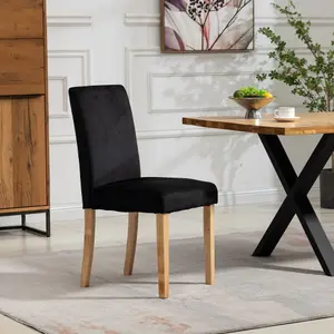 Maiolo Velvet Dining Chairs - Set of 2 - Black