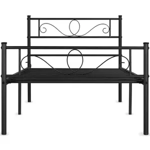 Metal Bed Frame with Headboard/Under-Bed Storage Black / Single (3')