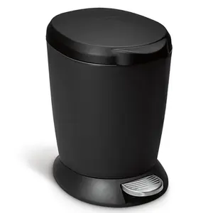 Simplehuman 6L Plastic Round Bathroom Pedal Bin Black