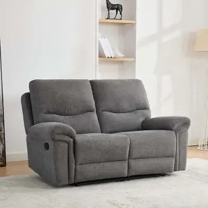 Fosse 2 Seater Manual Recliner Fabric Modern Living Sofa Dark Grey