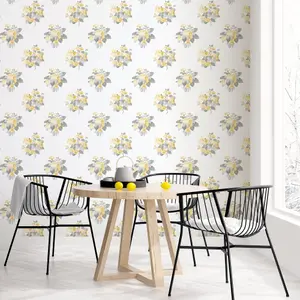 Galerie Secret Garden White/Yellow Floral Bouquet Wallpaper Roll