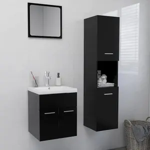 Berkfield Bathroom Furniture Set Black Engineered Wood