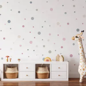 Pink Polka Dot Art Wall Stickers