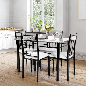 Costway 5 Pieces Dining Set 1 Table and 4 Chairs with Cushion