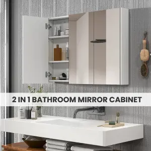 Costway Wall-Mounted Bathroom Mirror Cabinet 3 Door Storage Cupboard w/ Adjustable Shelves