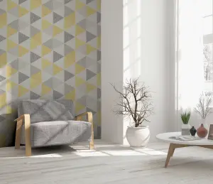 Arthouse Scandi Triangle Yellow Wallpaper