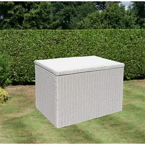 Garden Cushion Box - Putty Grey Rattan Weave